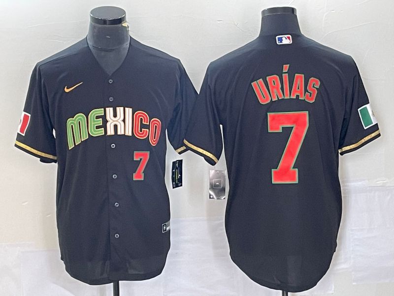 Men 2023 World Cub Mexico 7 Urias Black Nike MLB Jersey style 91836